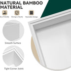 Bamboo Drawer Organizer, Cutlery Silverware Organizer for Kitchen Drawer, Stackable Utensil Organizer, 2 Pcs Flatware Organizer for Drawer, Wooden Storage Box Tray (White, 12 X 6 X 2 Inch)