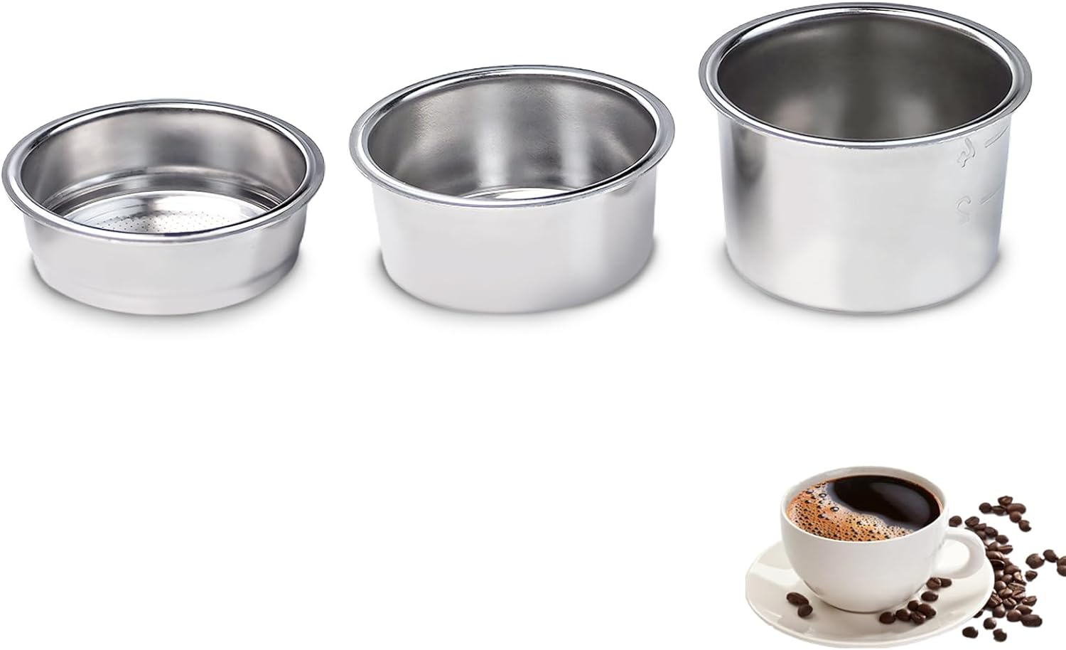 51mm Coffee Filter Basket, Stainless Steel Coffee Filter Reusable Coffee Machine Filter Accessory, Single/Double/Four Cup Single Wall Coffee Pressurized Porous Filter