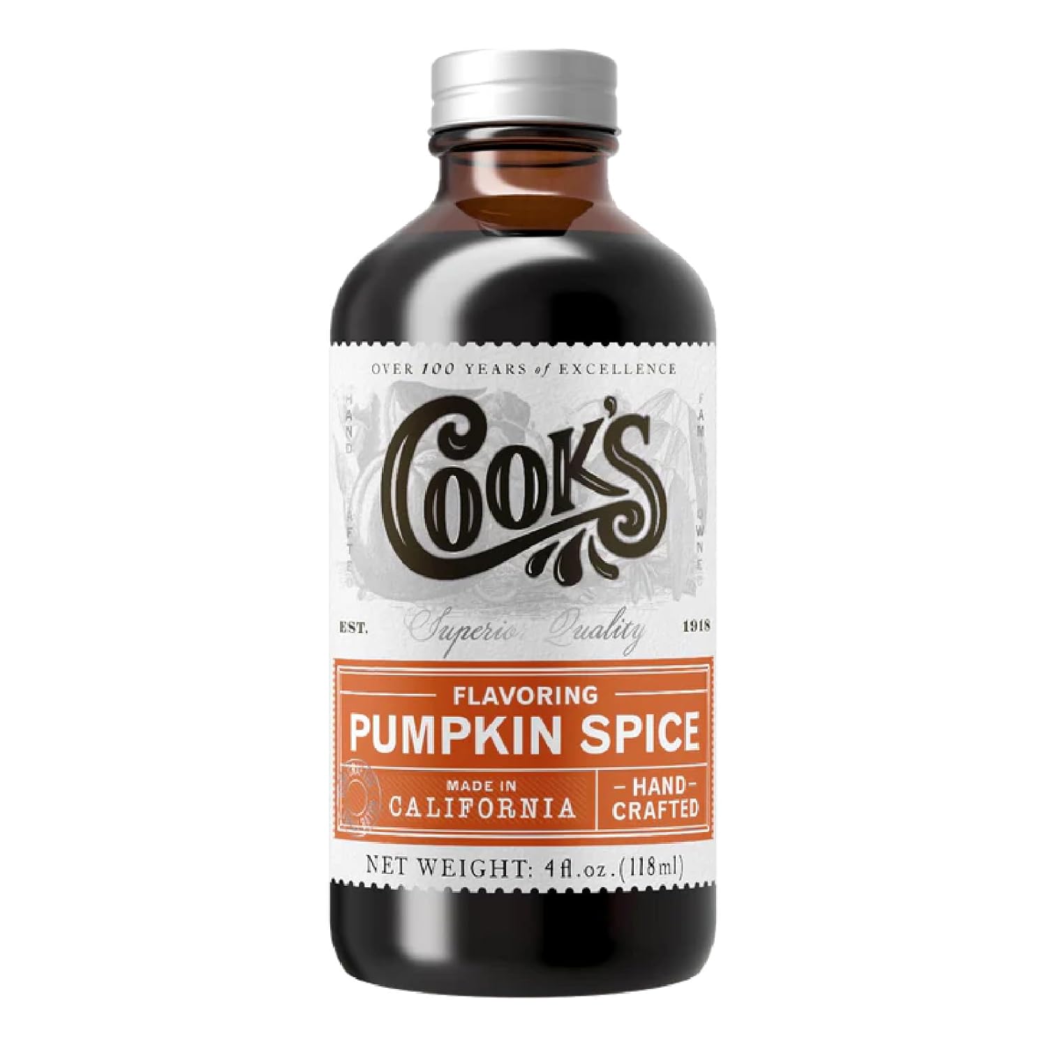 Cook's, Pumpkin Spice Flavoring, for Baking, Cookies, Beverages, Cakes, Breads, 4 oz