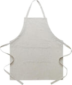 Cotton Linen Apron for Women - Adjustable Casual Apron with Pocktes, Great for Florist, Coffee House and Kitchen