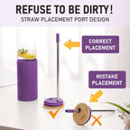 Glass Tumbler w/Lids & Straw: 24 oz Reusable Glass Cup w/Bamboo Lid, Stainless Steel Straws, BPA-Free, Leak-Proof, Dishwasher Safe for Coffee/Smoothies/Hot Beverage, Travel/Office/Home Use, 2-Pk