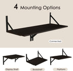 DINZI LVJ Deep Floating Shelves, 16" W x 12" D Wall Shelves Set of 2, Wide Display Shelf Mounted with Brackets, Easy-to-Install Wall Bookshelf for Living Room, Bathroom, Bedroom, Espresso