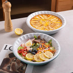 Sweejar Ceramic 10.4 Inch Pie Pan, Deep Porcelain Round Dish, Non-Stick Baking Plate for Pumpkin and Apple Pies, Farmhouse Design (Turquoise)