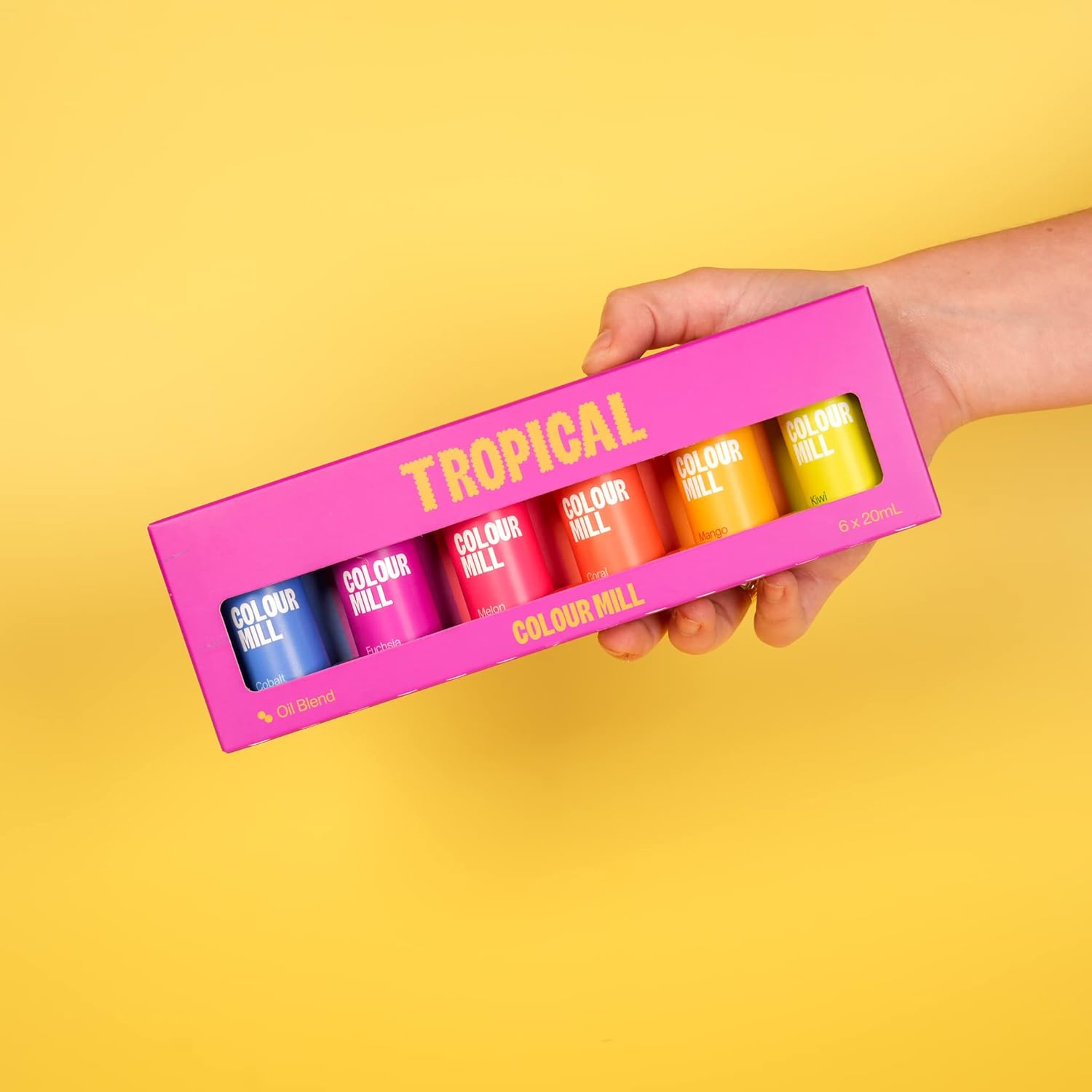 Colour Mill Oil-Based Food Coloring, Tropical Pack: 20 Milliliters Each of 6 Colors - Cobalt, Coral, Fuchsia, Kiwi, Mango and Melon