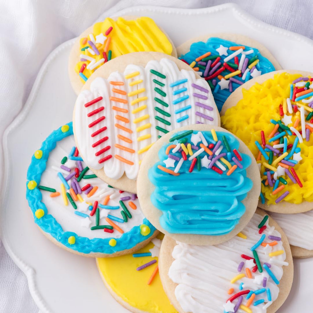 Sweets Indeed Frosting Kit plus Sprinkles Frosting Tubes nozzles 11.71 ounces Perfect for baking and cookie decoarting (Rainbow)