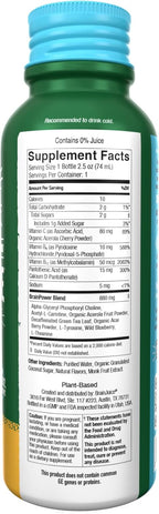 BrainJuice Decaf Brain Support Shot, Gluten Free Supplement Shots for Energy & Focus, Healthy Drinks with Alpha GPC, Vitamin B & Decaffeinated Green Tea Leaf, Classic, 2.5 fl oz, 12 Pack