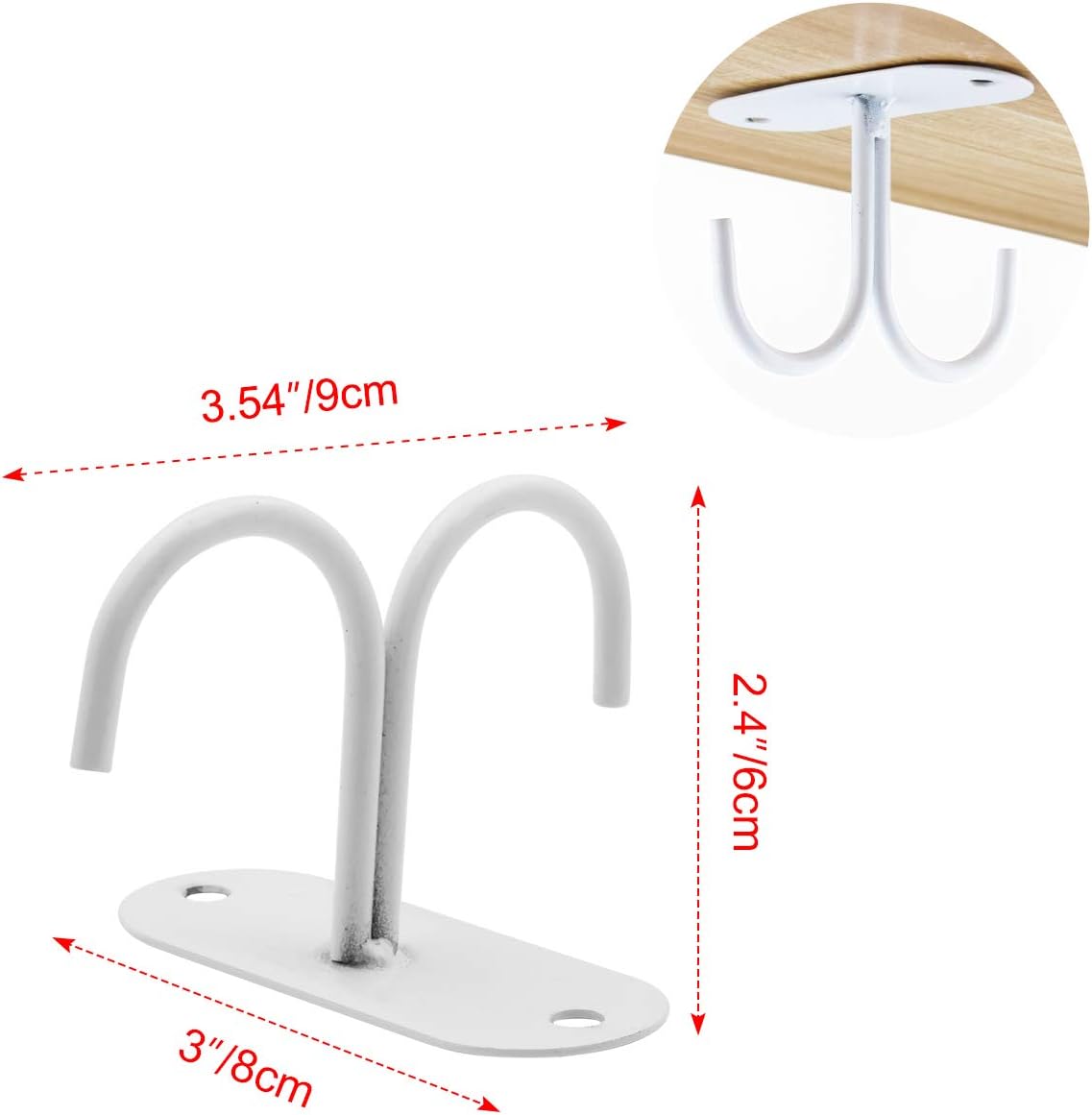 Mocoum Under Cabinet Mug Hooks, Rustic Mug Organizer Rack Coffee Cup Holder Mug Rack Under Shelf Hanging Hooks Rack for Mugs, Coffee Cups and Kitchen Utensils Display (White, 6)