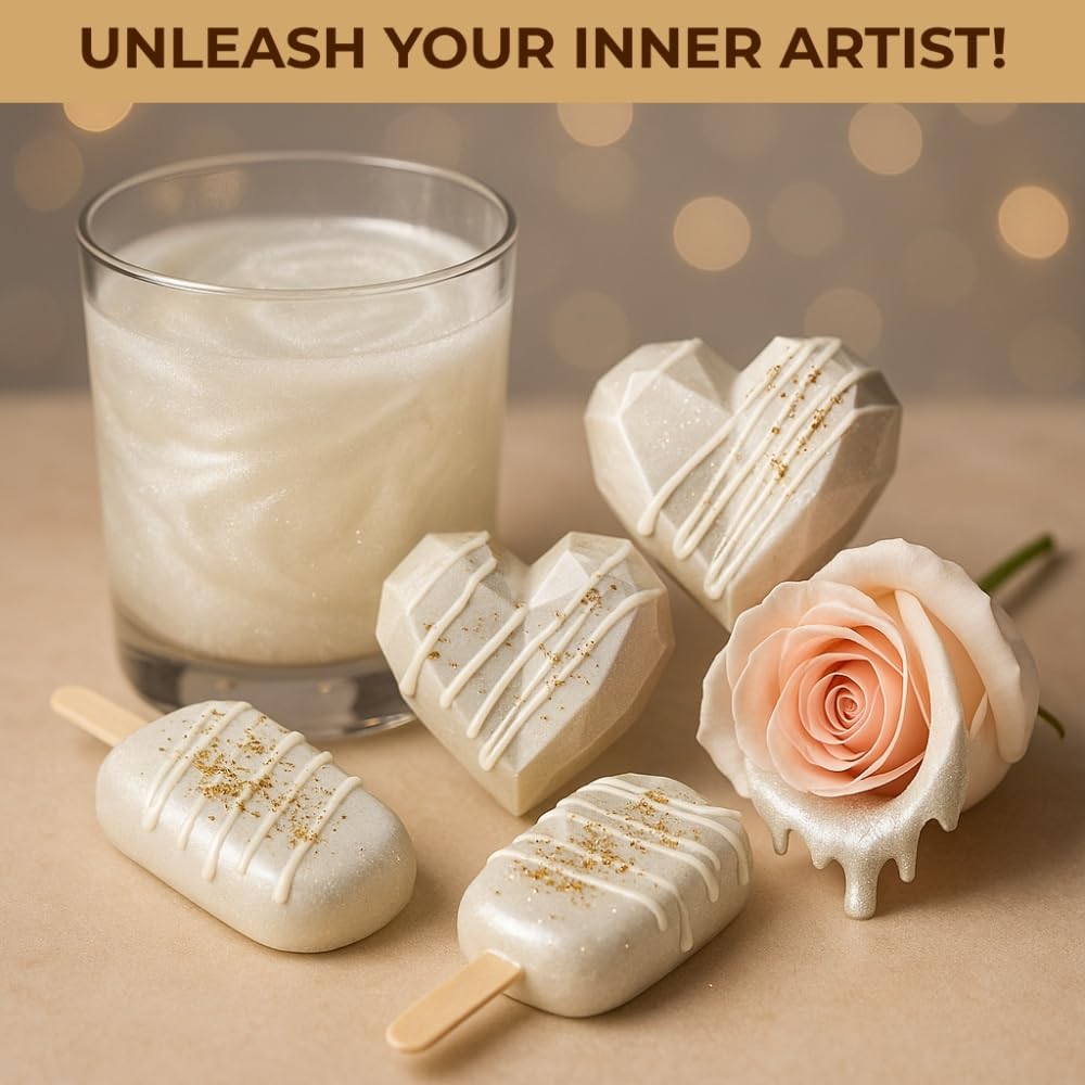 Bulk (20g) White Luster Dust Edible Glitter for Cocktails | Premium Edible White Luster Dust for Cake Decorations - White Edible Glitter for Drinks Cupcakes Cookies Cakes Food Paint