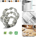 Stainless Steel Cookie Cutters Set 12Pcs - Heart, Flower, Round, Five Star Shapes - Small to Mini Size, Metal Biscuit Cutter Molds for Baking or Holiday Party Decorations