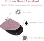 1 Pair Short Oven Mitts, Heat Resistant Silicone Kitchen Mini Oven Mitts for 500 Degrees, Non-Slip Grip Surfaces and Hanging Loop Gloves, Baking Grilling Barbecue Microwave Machine Washable