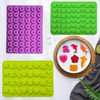 Gummy Candy Molds - Silicone Gummy Dinosaur/Marine Animal/Donut/Small Hearts Shapes/Fruit Snack Mold for Kids with 2pcs Dropper,Non-stick and Bpa Free for Mini Candy Chocolate Gummies Baking