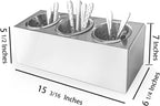Flatware Organizers Stainless Steel Cylinder Flatware Silverware Utensil Holder Organizer Caddy (3 holes)
