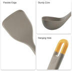 Silicone Kitchen Cooking Utensils Set: MOACC Heat Resistant 13inch Long Kitchen Gadgets, BPA Free Non Stick Rubber Cook Accessories For Food Prep, Frying, Serving, Basting (Light Grey)