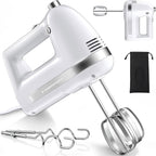 Electric Hand Mixer, Powerful 300W Hand Mixer Electric Handheld with 304 Beaters, Dough Hook,Hand Held Mixer with Turbo for Baking Cakes, Eggs, Cream Food(White)