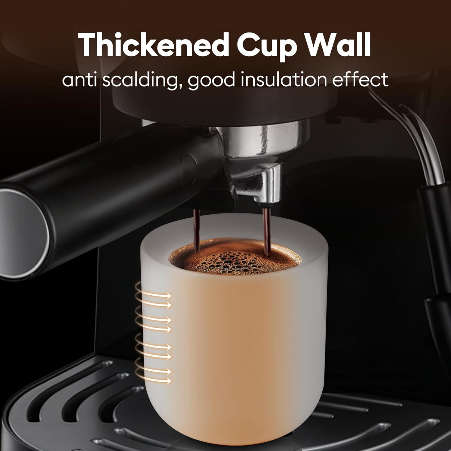 A set of 2 matte white ceramic espresso cups, thickened cup walls, slanted mouth design, each with a capacity of 3 ounces, hand washable only