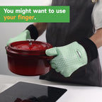 GEEKHOM BBQ Gloves Heat Resistant Oven Mitts - Silicone Grilling Gloves with 14" Long Arm Protection - Waterproof Pot Holder Non-Slip for Men & Women, Kitchen Cooking, Baking, Camping, Mint Green