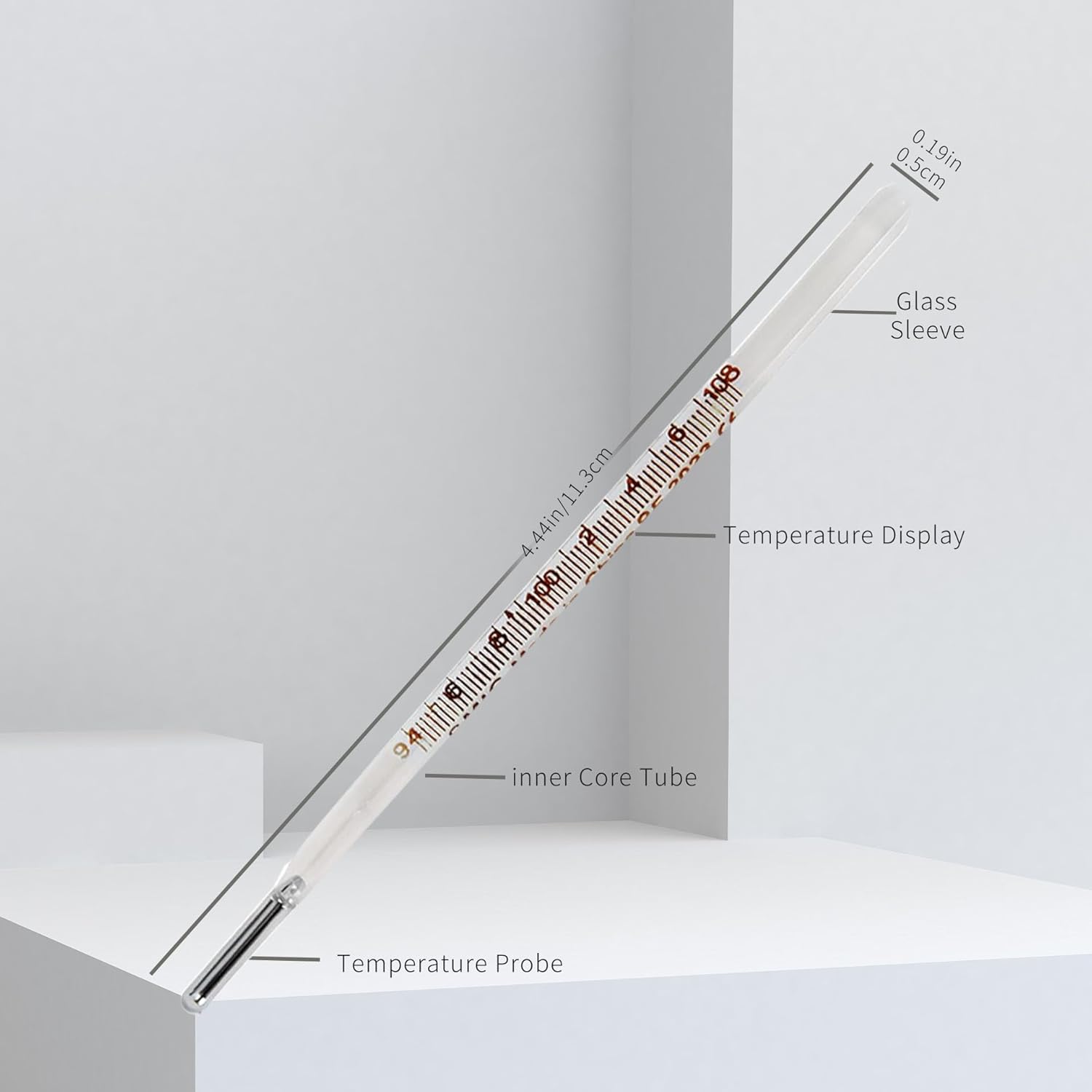 ℉ Oral Thermometer for Adults and Kids 2PCS - Glass Thermometer for Rectal Temperature - Accurate Easy Reading - AiBi TECH