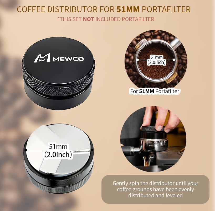 7 Pack Espresso Tamper Station&Coffee Distributor Tamper&Espresso WDT Stirrer&Coffee Tamping&Brush&Coffee Dosing Funnel&Espresso Puck Screen, Multipurpose Tools for Bar Home Office (51 mm)