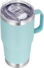 VEGOND 20 oz Tumbler with Handle Lid and Straw, Stainless Steel Insulated Travel Coffee Mug Spill Proof Double Wall Metal Tumbler Cup Keeps Drink Hot and Cold, Mint Green 1 Pack