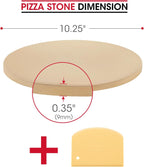 Unicook Small Pizza Stone 10.25 Inch for Oven and Grill, Round Baking Stone, Thermal Shock Resistant Cordierite Oven Pan with Plastic Dough Scraper, Ideal for Cooking Pizza, Bread