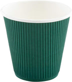 Restaurantware 8 Ounce Double Wall Disposable Coffee Cups, 500 Insulated Forest Green Paper Tumblers with Ripple Wall Design, Lids Sold Separately for Hot Drinks like Tea, Hot Chocolate and More