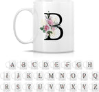 Retreez Initial A-Z Floral Botanical Bouquet Alphabet Monogrammed Monogram Mug 11 Oz Ceramic Tea Coffee Mugs - Appreciation Thank You Wedding Birthday Gifts for her friend coworker sister - B Initial
