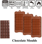 Protein Bar Molds, Energy Bar Molds 3 Pack Break Apart Silicone Chocolate Candy Molds, Non-Stick, BPA Free, Reusable for Homemade Snacks, Gifts