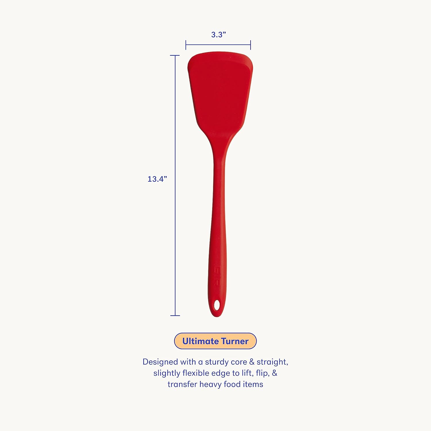 GIR: Get It Right Silicone Spatula Turner - 13-Inch Red - Nonstick Heat-Resistant Silicone Cooking Spatula - Pancake Flipper & BBQ Utensil - Flexible Tip & Sturdy Core