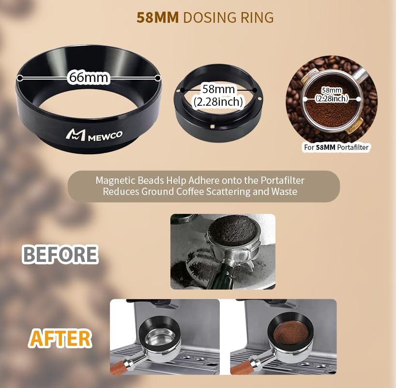 7 Pack Espresso Tamper Station&Coffee Distributor Tamper&Espresso WDT Stirrer&Coffee Tamping&Brush&Coffee Dosing Funnel&Espresso Puck Screen, Espresso Accessories for Bar Home Office (58 mm)