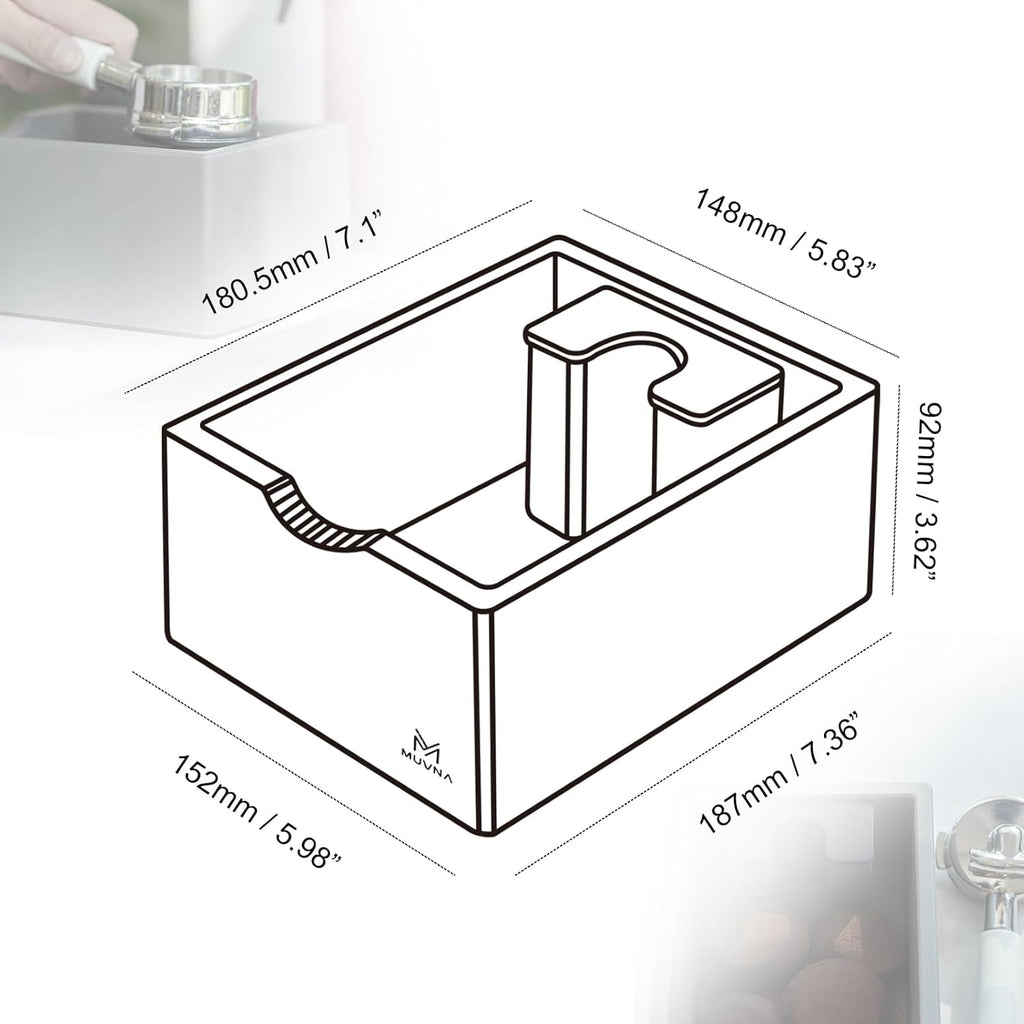 Espresso Knock Box, Durable ABS Plastic Coffee Grounds Dump Bin, Non-Slip Base with Tamping Station, Distribute and Tamp Espresso Product Tool,Espresso Barista Accessories