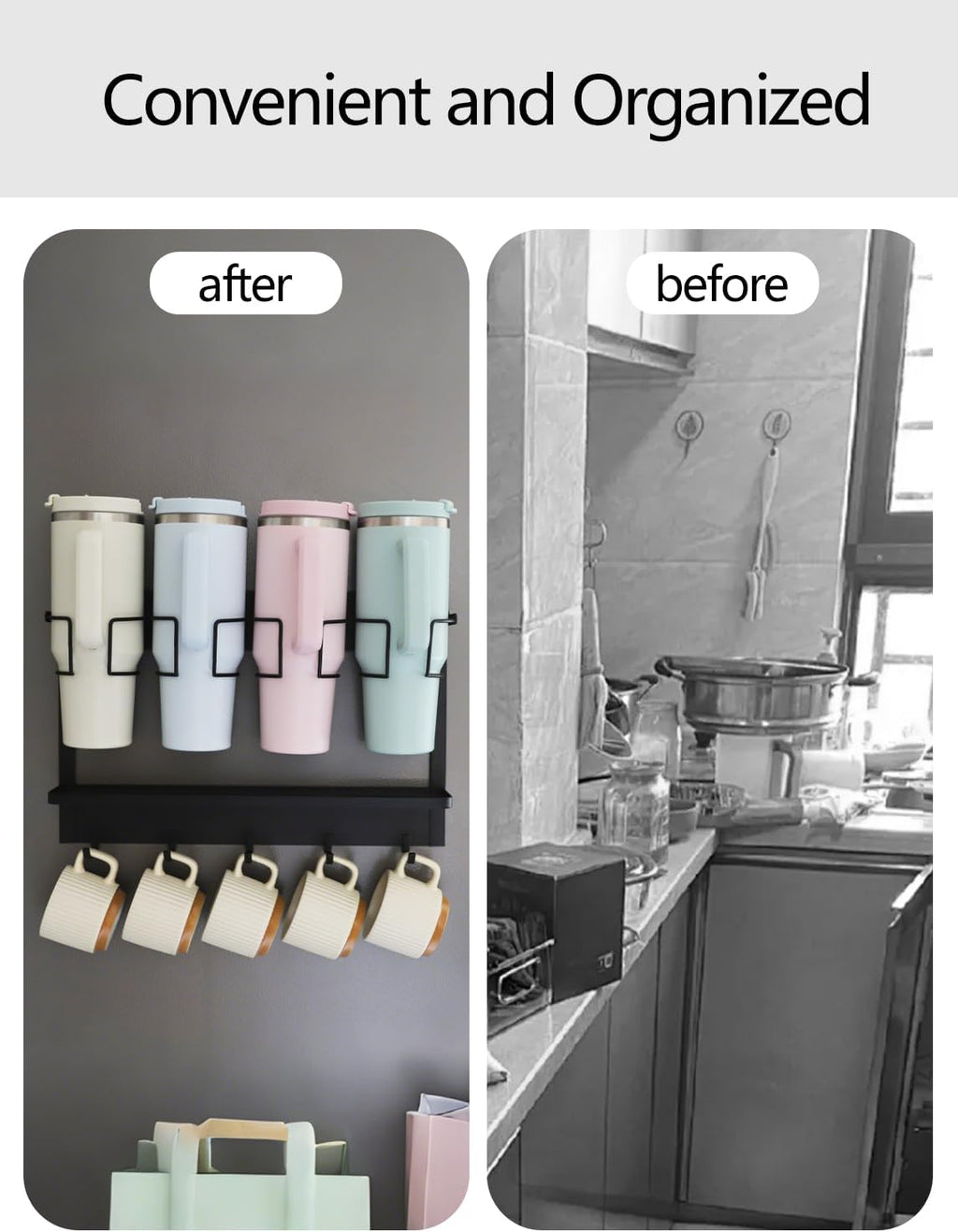 Multi-functional Magnetic Cup Holder ,Space Optimization Solution ,Suitable for Large Tumblers and Daily Items, Equipped with Drip Tray and Hooks, accommodates cups up to 40 oz,holds up to 40 lbs