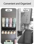 Multi-functional Magnetic Cup Holder ,Space Optimization Solution ,Suitable for Large Tumblers and Daily Items, Equipped with Drip Tray and Hooks, accommodates cups up to 40 oz,holds up to 40 lbs