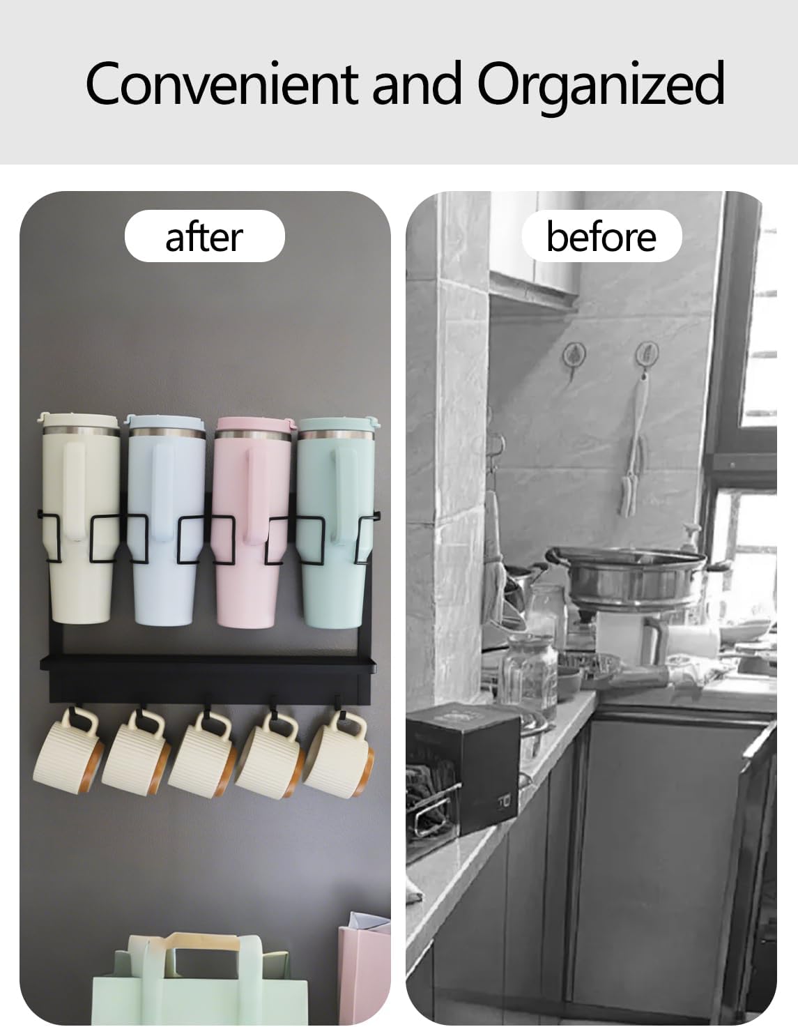 Multi-functional Magnetic Cup Holder ,Space Optimization Solution ,Suitable for Large Tumblers and Daily Items, Equipped with Drip Tray and Hooks, accommodates cups up to 40 oz,holds up to 40 lbs