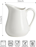 LYEOBOH 17 OZ Creamer Pitcher - Ceramics Creamer with Handle, Coffee Milk Pourer for Home Kitchen Microwave Dishwasher Freezer Safe, White