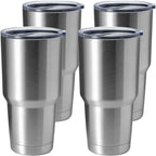 HASLE OUTFITTERS 30oz Stainless Steel Tumbler, Double Wall Vacuum Insulated Travel Mug Tumbler, Durable Insulated Coffee Mug, Gift Box Set (Silver, 4)