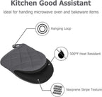 1 Pair Short Oven Mitts, Heat Resistant Silicone Kitchen Mini Oven Mitts for 500 Degrees, Non-Slip Grip Surfaces and Hanging Loop Gloves, Baking Grilling Barbecue Microwave Machine Washable