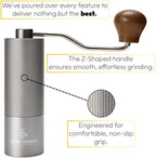 Manual Coffee Grinder - Conical Stainless Steel Burr - 25 Setting Adjustable Grind - Espresso, Drip, French Press-Home/Office/Travel Handheld Portable Coffee Bean Grinder - 25g Capacity