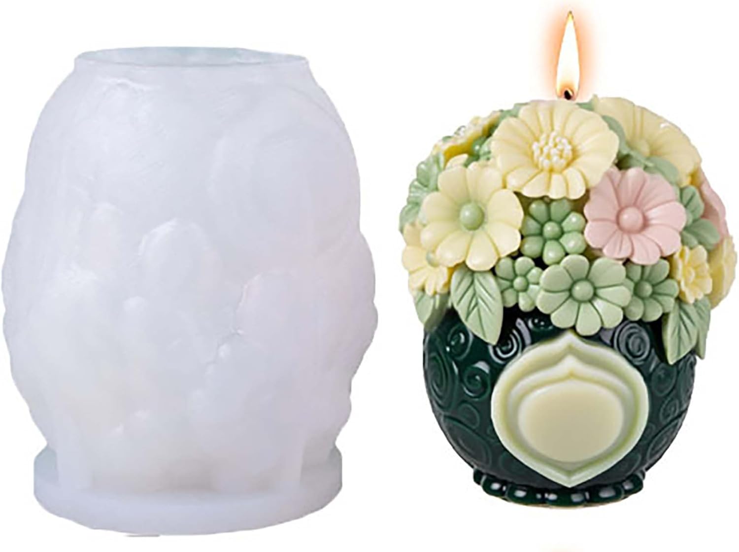 Bulk Flower Bottle Tulip Rose Cylinder Molds Silicone Wave Spiral Candle Mold - Silicone Resin Casting Molds for Candle & Resin & Soap Craft Supplies