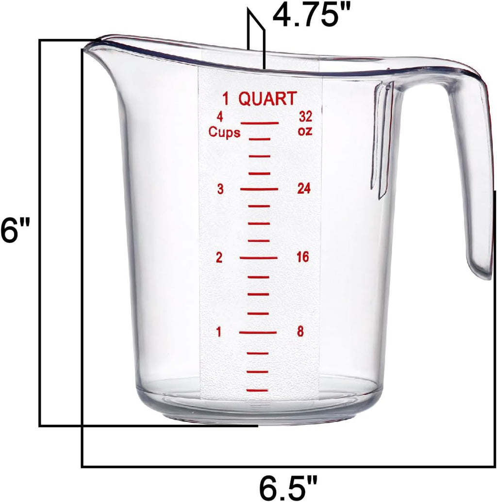 Amazing Abby - Melissa - 32-Ounce Plastic Measuring Pitcher (1-Pack), 4-Cup (1-Quart) Food-Grade Measuring Jug, Unbreakable, Stackable, Dishwasher-Safe, Great for Oil, Vinegar, Flour, and More