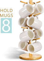 Lorbro Coffee Mug Tree with 8 Hooks, Mug Tree Stand, Wood Coffee Cup Holder, Countertop Mug Tree, Mug Stand Kitchen Organizer, Cafe Accessories Decor & Kitchen Organizer Storage Stand