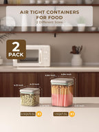 Pop Air Tight Containers Stackable- 2-Pack Cereal Storage Containers with Lids Airtight, Leakproof Pop Up Containers for Organizing, 1.5Qt & 0.5Qt