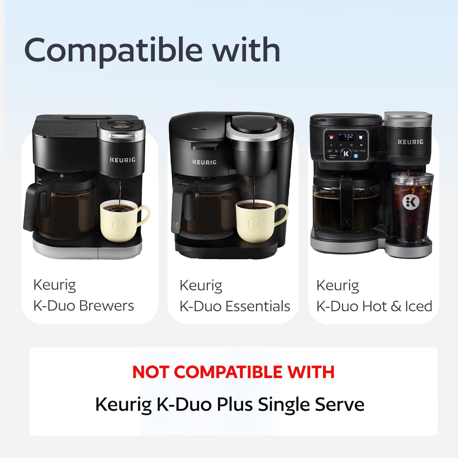 Reusable Keurig K-Duo Coffee Filter for K-Duo Hot & Iced(Gen 2), K-Duo, K-Duo Essential Brewers Only - Carafe Basket Permanent Coffee Filters for Keurig K Duo Coffee Makers
