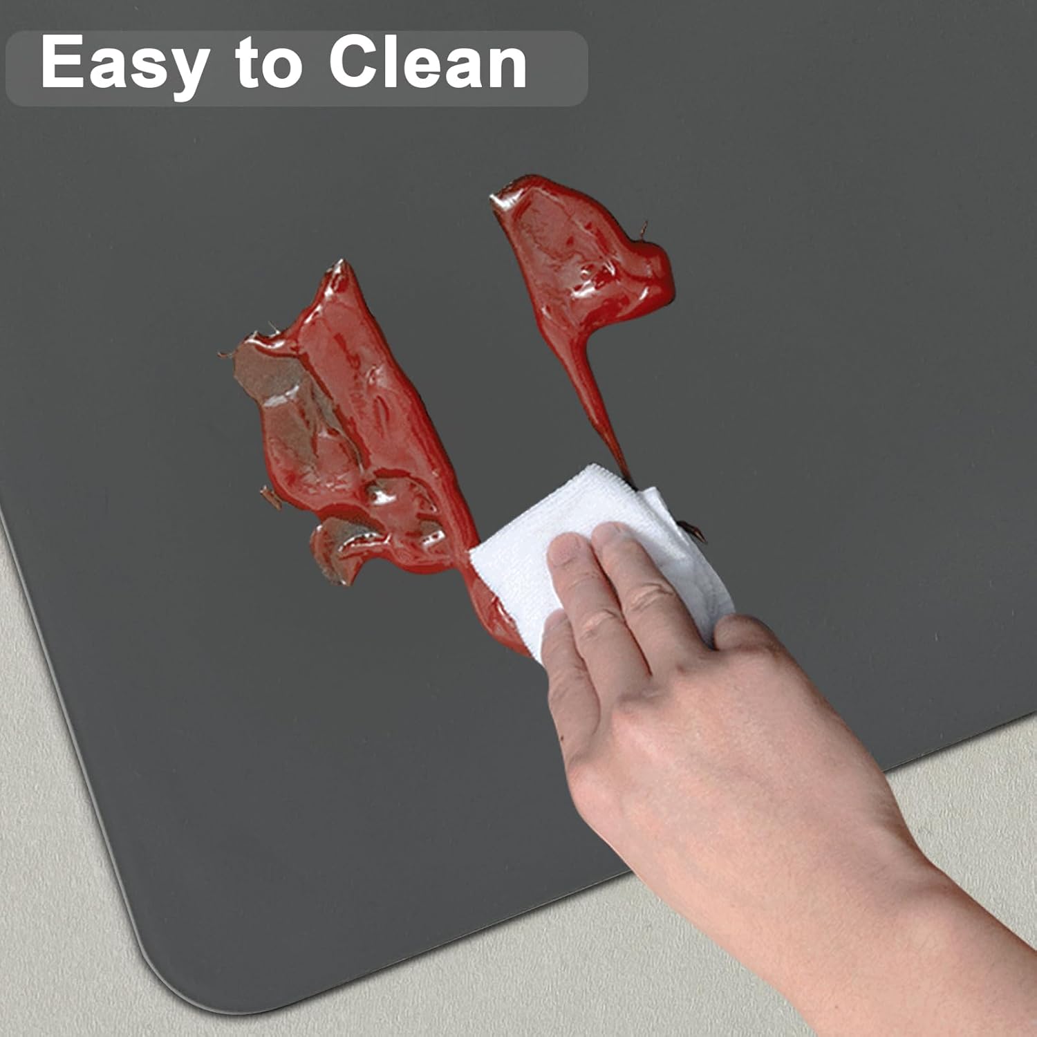 47.2"x23.6" Large Silicone Mat for Kitchen Counter, Heat Resistant Non-Slip Countertop Protector, Waterproof Silicone Craft Mat for Kitchen Island, Black