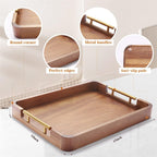 Acacia Wood Serving Tray with Handles, 17x13 Inch Ottoman Tray for Coffee Table,Candle Display,Breakfast in Bed, Large Wooden Decorative Tray with Non-Slip Pads, for Kitchen, Dining, Home Decor
