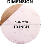 White Marble Board - Cheese Board | Acacia Wooden Serving Tray For Charcuterie, Cheese, Meats, Fruit, Crackers | Cutting Board, Serving Tray, Round Slab 10 Inches.