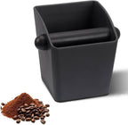 Coffee Knock Box Shock-Absorbent Durable Barista Style Knock Box With Removable Knock Bar and Non-Slip Base Gift (Square Coffee Knock Box)