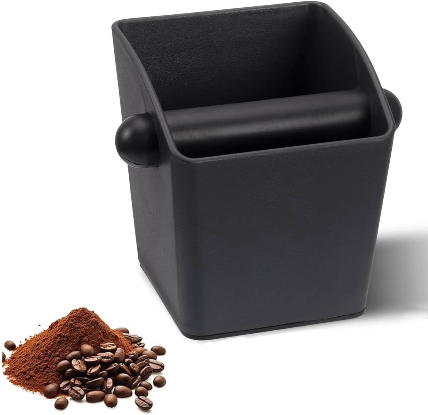 Coffee Knock Box Shock-Absorbent Durable Barista Style Knock Box With Removable Knock Bar and Non-Slip Base Gift (Square Coffee Knock Box)
