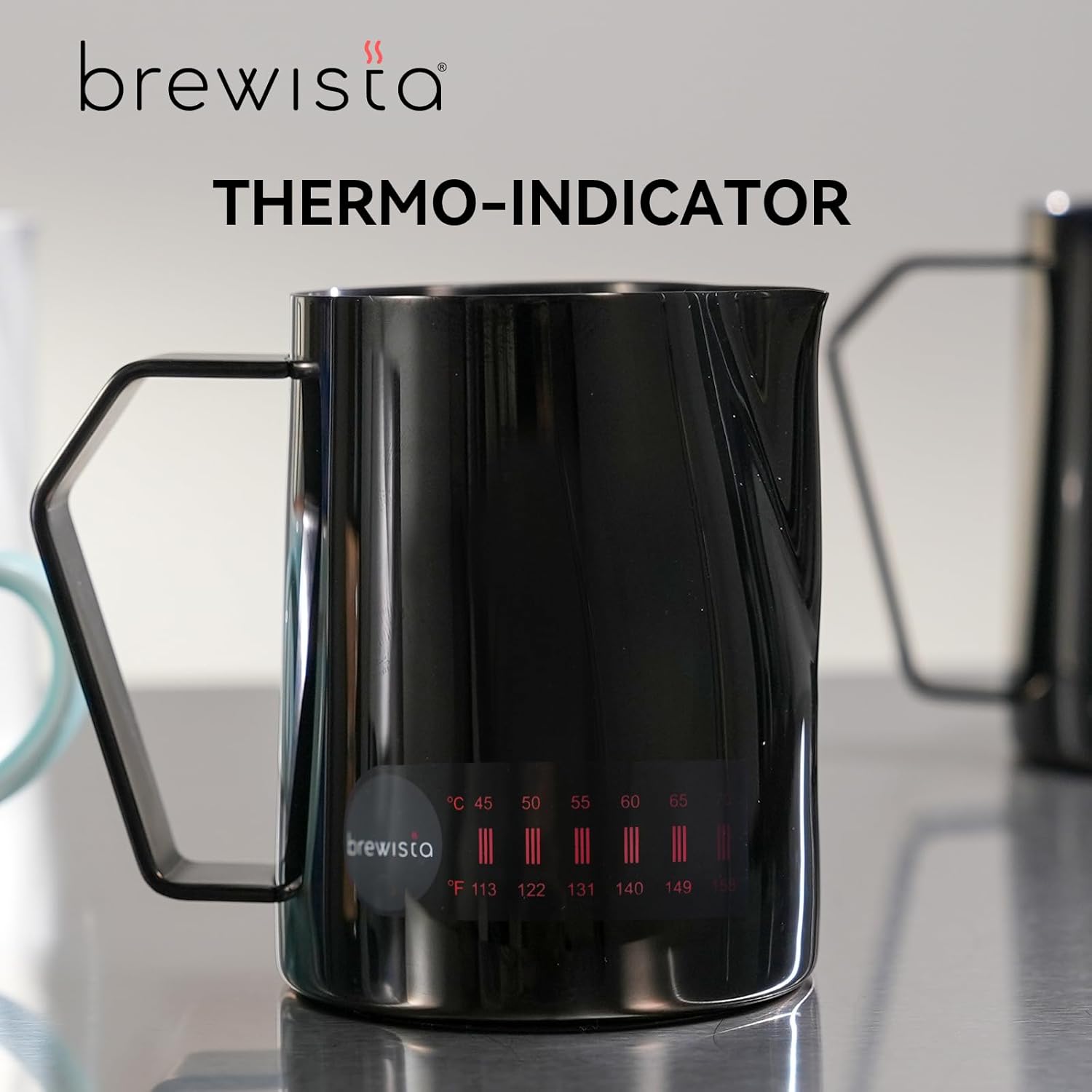 Brewista Precision Milk Frothing Pitcher, Steaming Jug, Coffee, Espresso Machine Accessories for Barista, Latte Art, Cappuccino, Stainless Steel Cup, 16 oz/480 ml, Matte Black