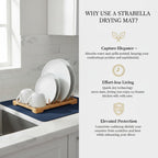 Dish Drying Mat Super Absorbent – 16" x 18" Coffee Mat for Countertops – Non-Slip Drying Mat for Kitchen Counter – Easy to Clean Water Absorbent Mat – Large Dish Drying Mats (Navy Blue)