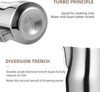 MHW-3BOMBER Milk Frothing Pitcher 450ml/15.2oz Milk Frother Cup Espresso Steaming Pitcher Stainless Steel Milk Frother Cup Barista Latte Art Round Spout Milk Jug P6001S-OS